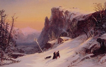 jasper schade Painting - Winter in Switzerland landscape Jasper Francis Cropsey Mountain